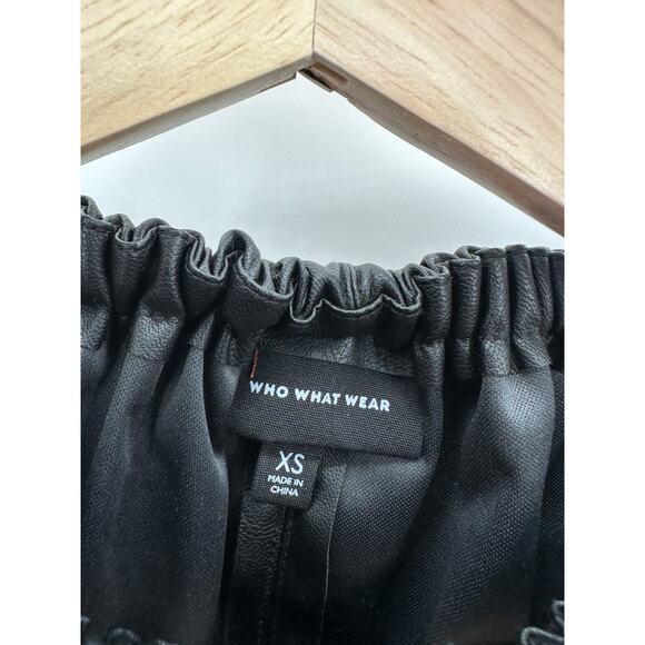 Who What Wear Faux Leather Black Balloon Sleeve Top Women's Size X-Small XS - Picture 6 of 9